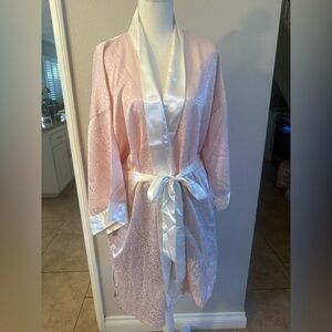 Vintage Victoria's Secret Gold label Blush and Ivory Satin Robe